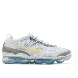 Nike VaporMax Flyknit Low-Top Sneaker in White, Gray & Pale Yellow